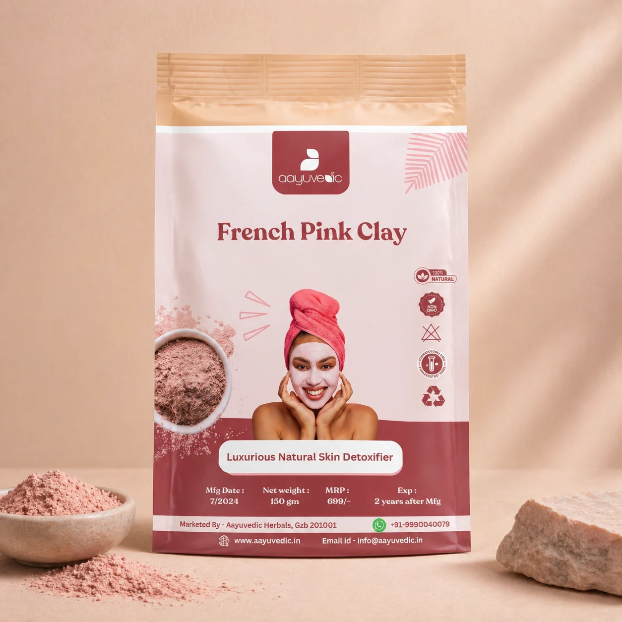 french pink clay aayuvedic herbals